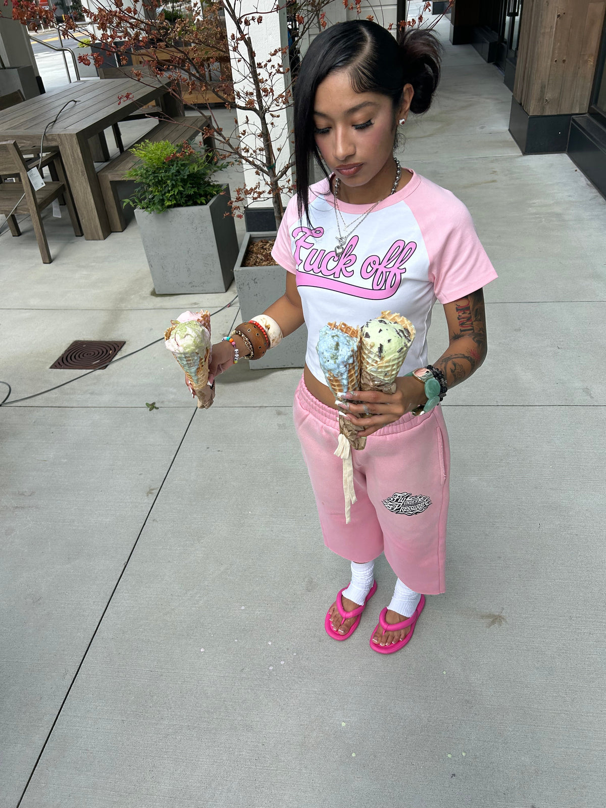 PINK 3/4 SHORTS